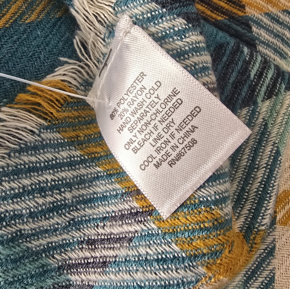 NWT Christopher & Banks Teal and Yellow Plaid Scarf - Picture 8 of 8